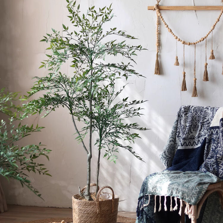 Lifelike Nandina Indoor Tree, 70.8" H x 27" W x 5.9" D