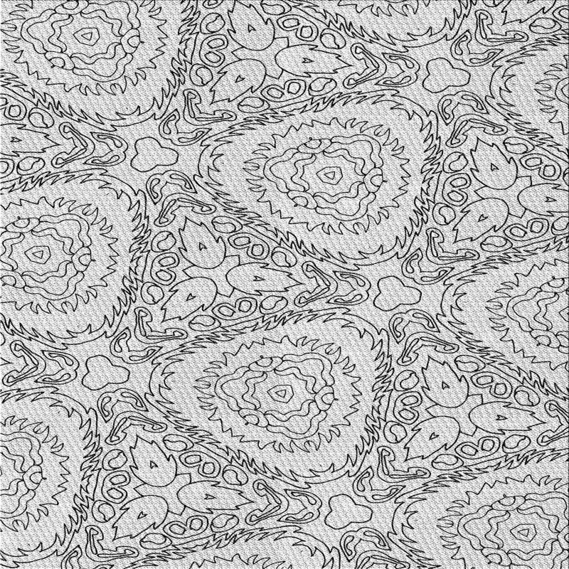 Tapis blanc/noir à motifs, Carré 4 pi