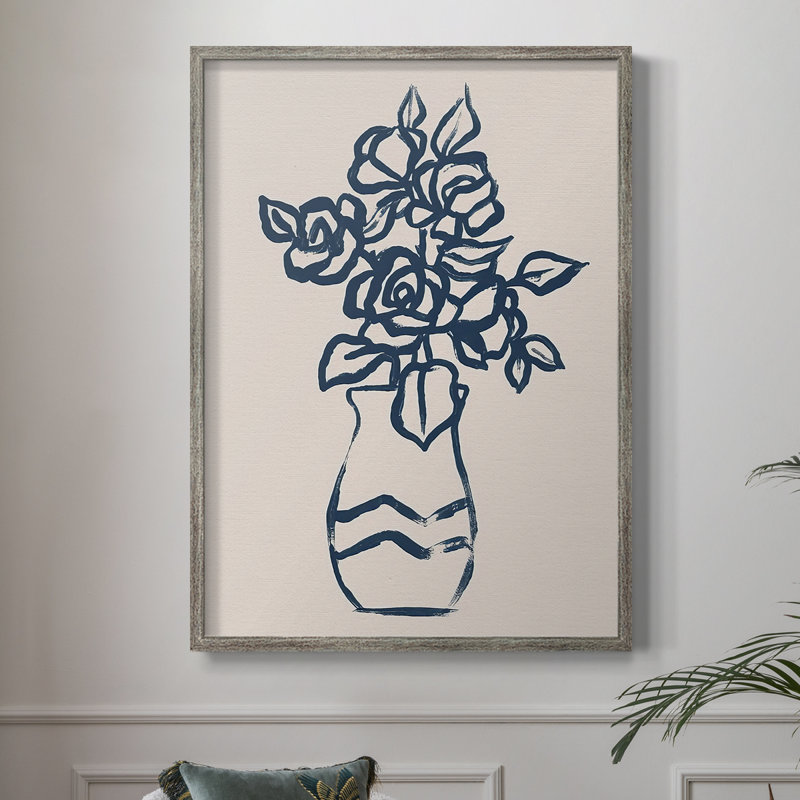 Marine Plant Sketches I, reproduction encadrée - bois massif, H 15 po x l 12 po
