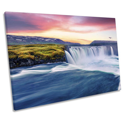 Godafoss Waterfall Iceland - Wrapped Canvas Print