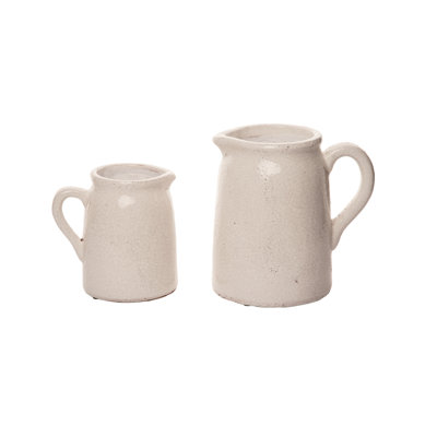 Ensemble de 2 pots en céramique blanc intérieur / extérieur 2 pièces