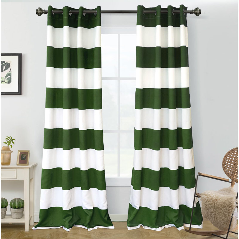 Eastcote Striped Room Darkening Grommet Curtains, 52" W x 84" L, Green