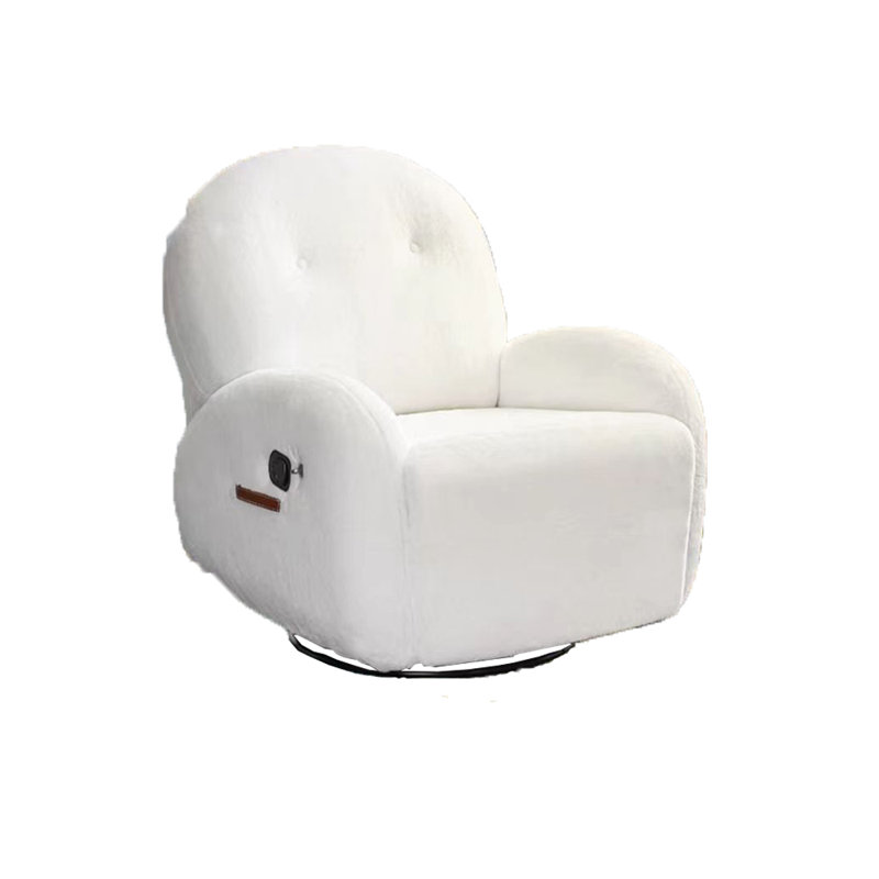 Sasia Upholstered Recliner, White Polyester Blend