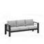 Ensemble de meubles de patio en métal 4 pièces toutes saisons, canapé de conversation 5 places avec coussins gris clair épais et structure noire et table basse-1906257132