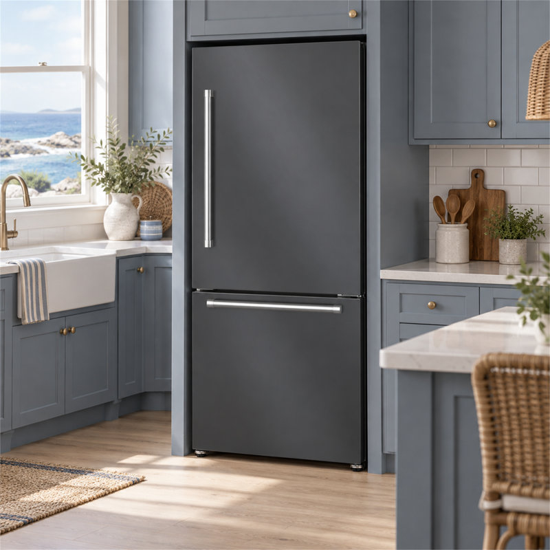Réfrigérateur à congélateur inférieur de 18 pi³ (510 L) de profondeur standard et de 29,53 po (75 cm) de largeur, avec machine à glaçons