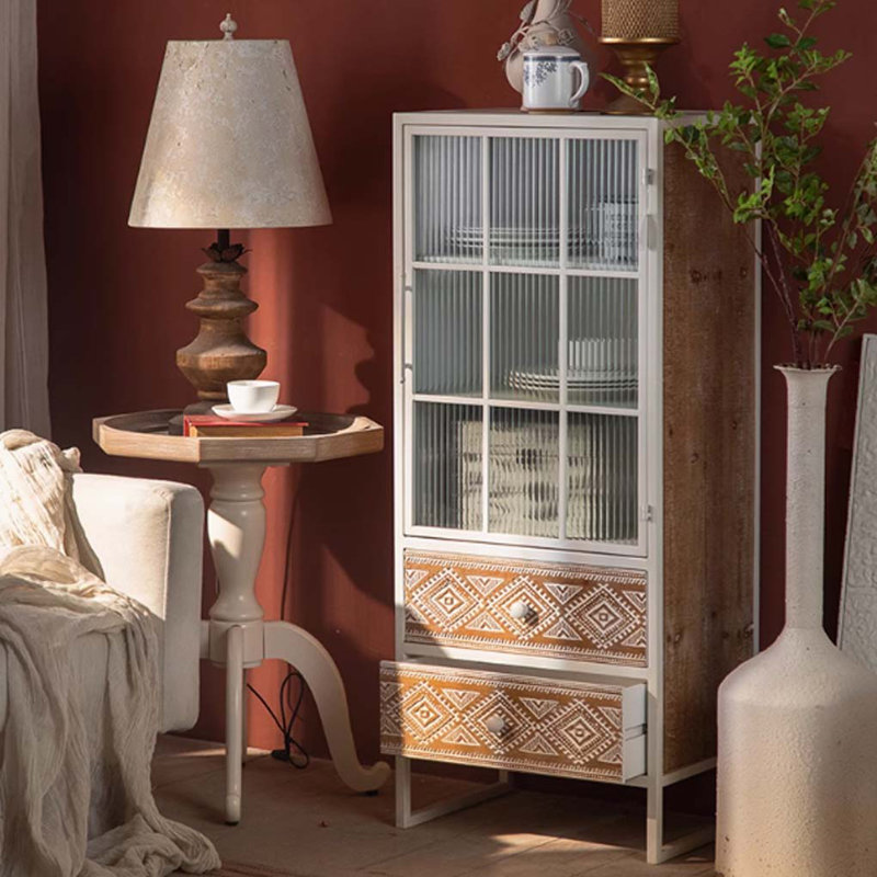 Bohemian Style Iron and Wood Storage Cabinet