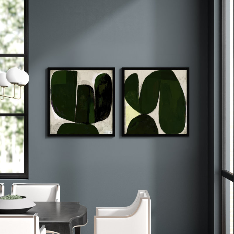 Succulent Set Of 2 by StudioM, 36" H x 36" W x 1.25" D, Black