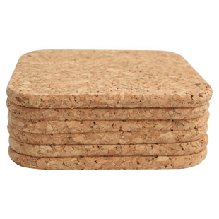 Cork Square 6 Piece Coaster Set (Set of 6)