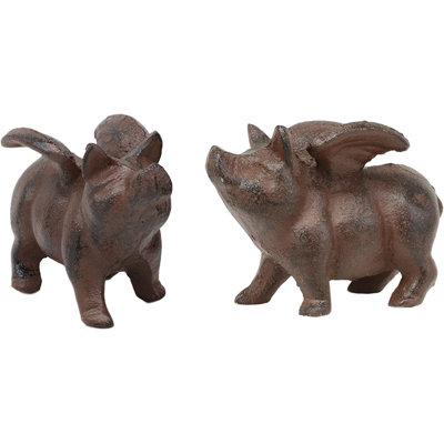 Figurine 2 pièces cochon volant fantaisiste Idessa