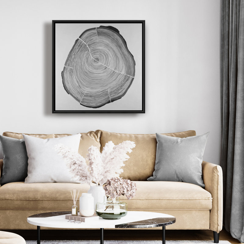 Toile avec cadre en bois à niveaux de gris | Décoration de chambre arbres