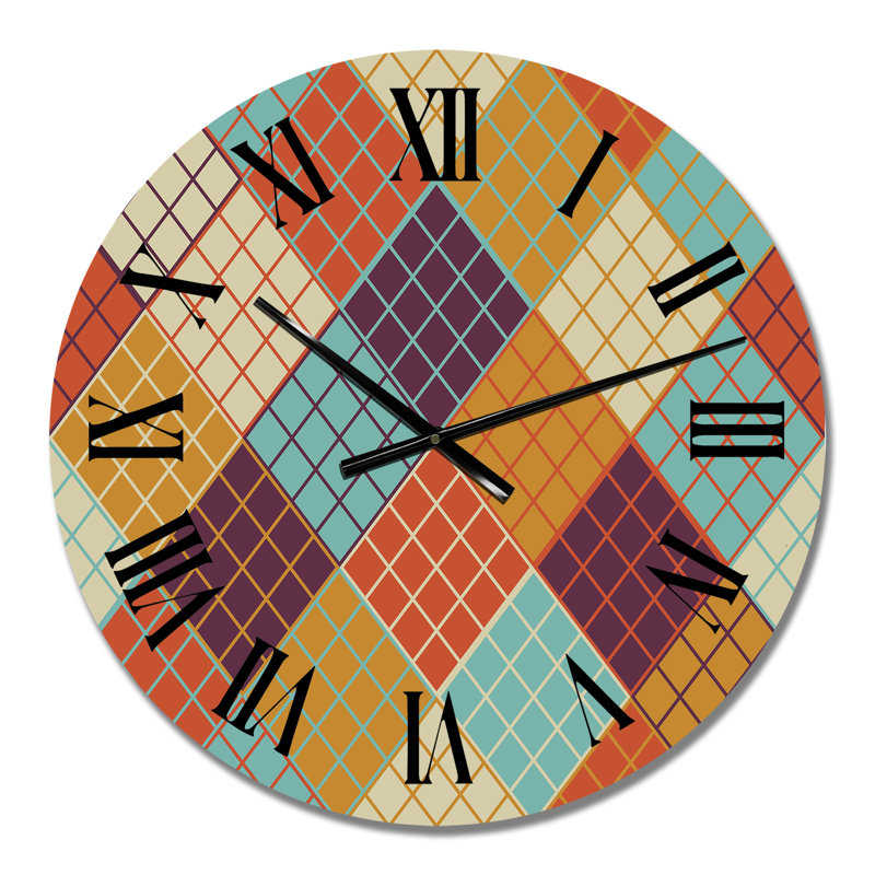 Multicolor Triangular Geometrics III - Patterned Wall Clock, Small