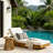 Modern Adjustable Foldable Acacia Wood Outdoor Chaise Lounge with Cream Water-Repellent Cushion & Integrated Headrest Stylish Reclining Lounger for Patio Poolside & Garden Decor-2085852040