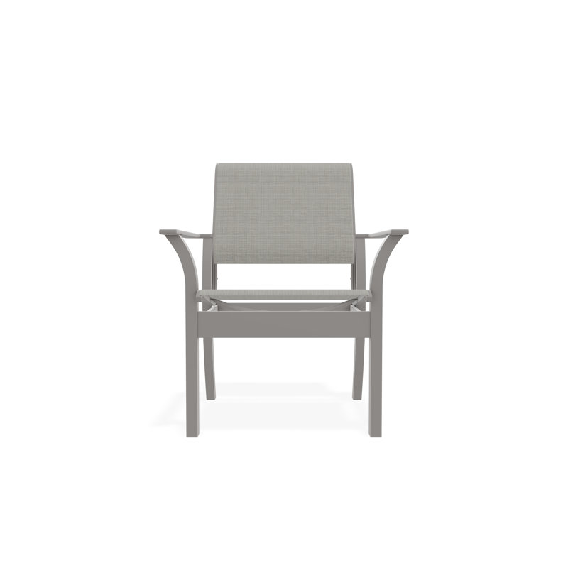 Chaise de café empilable en polymère de qualité marine Leeward Sling, Gris chaleureux, Diacre