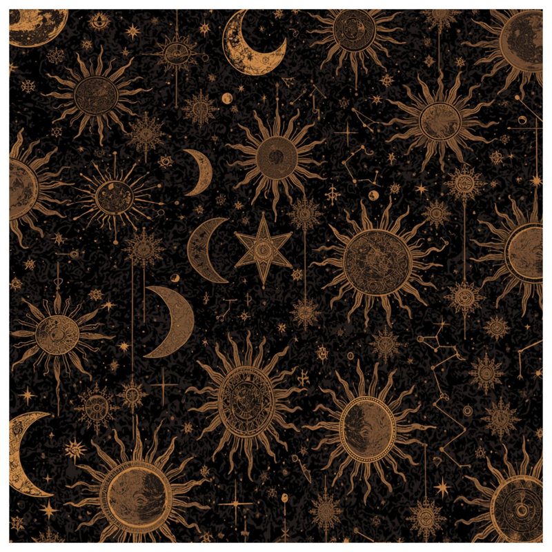 Celestial Sun Moon Pattern Duvet Covers, Queen