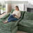 119" Modular Cloud Sectional Couches For Living Room, Oversized Compression Chenille Cloud Sofa, Green-1574356058-1574356055