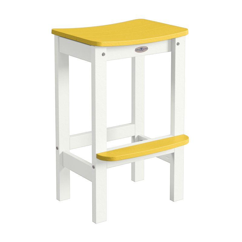Tabouret de bar sans dossier Shoreline, Blanc / jaune rayon de soleil