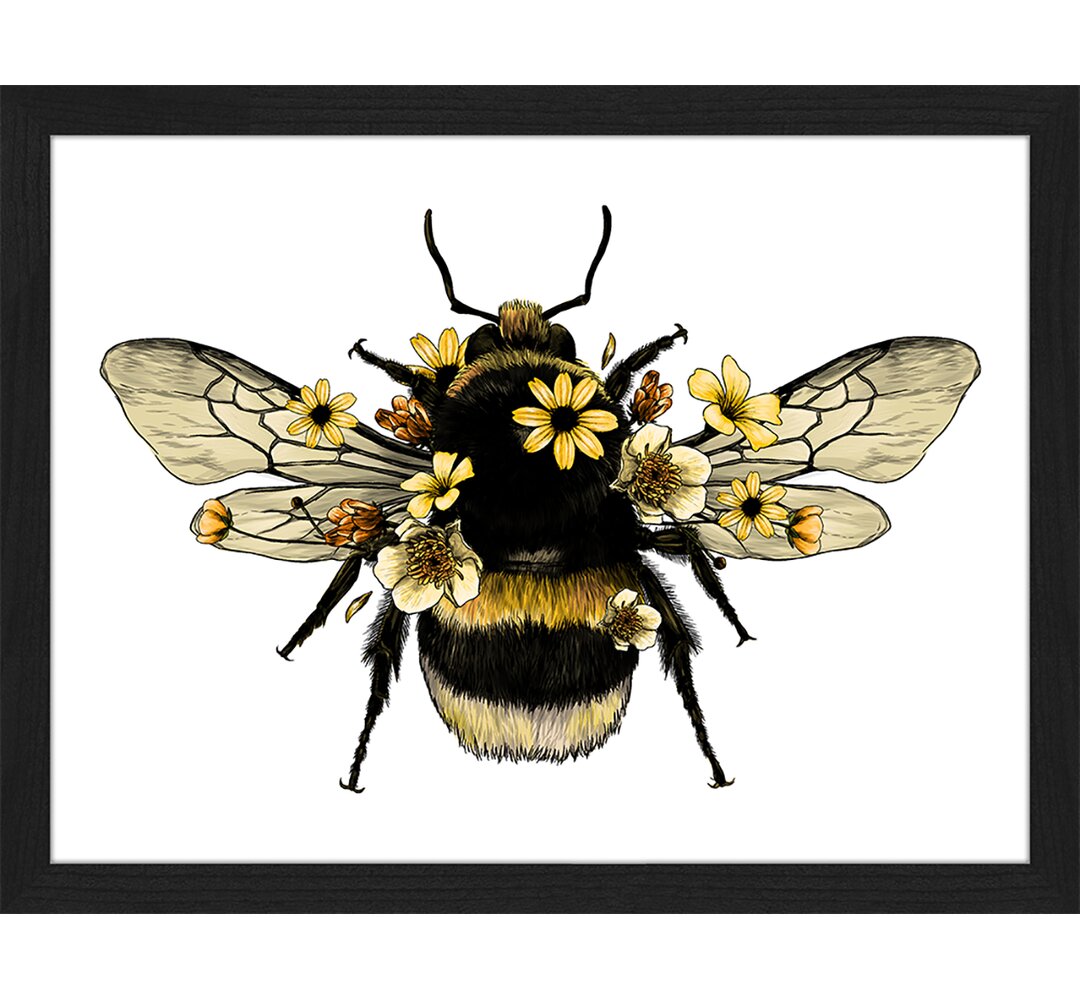 Gerahmtes Poster Flauschige Hummel