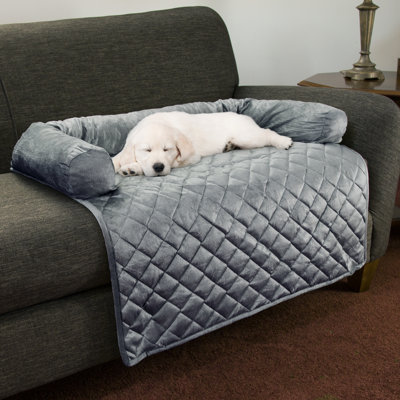Housse de canapé pour chien PETMAKER - Protecteur de mobilier pour animal de compagnie avec traversin en mousse à mémoire de forme, tissu matelassé et couche de base résistante à l'eau 