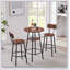 Ensemble de tabourets de bar ronds avec tablettes, tabouret avec dossier brun rustique