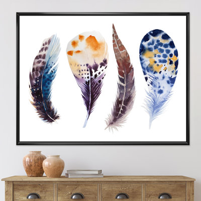 " Colorful Boho Feather Set VIII " Painting Print