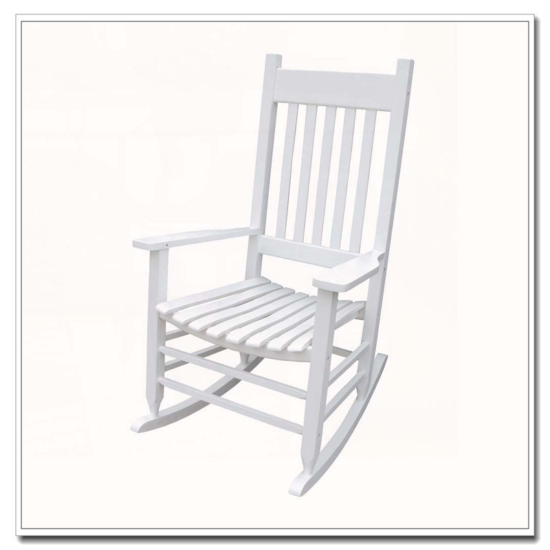 Chaise berçante en bois massif, Blanc