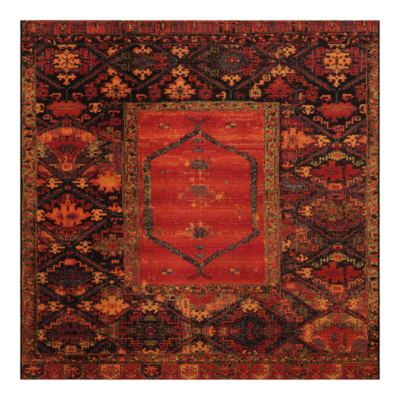 Gurrola Washable Oriental Indoor / Outdoor Rug, Square 7'10"