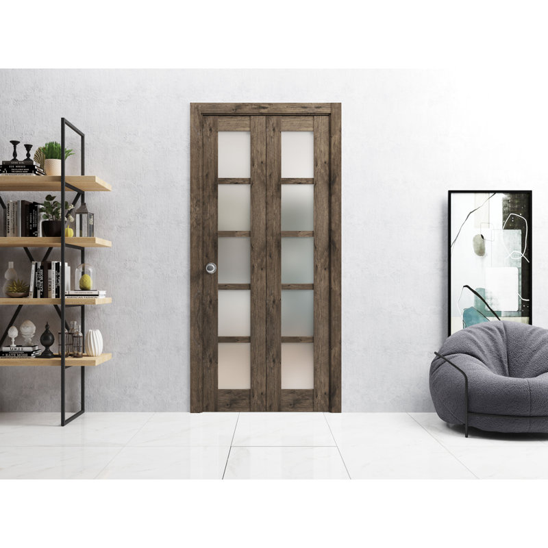 Porte pliante à panneaux en bois Quadro, Chêne cognac, 56 po x 96 po