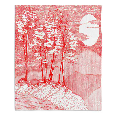 Couverture sherpa doux à la lune rouge