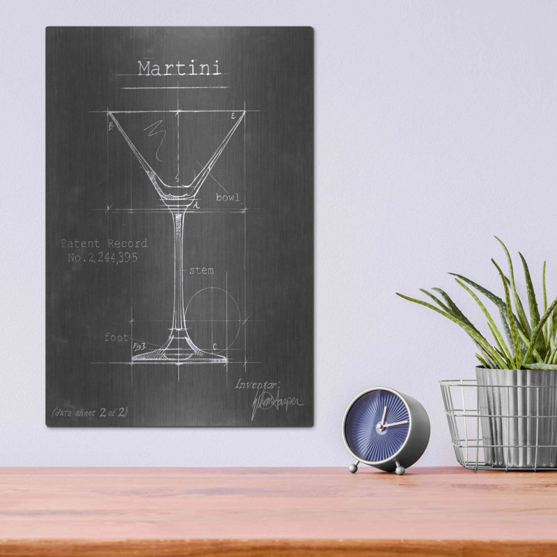 Barware Blueprint V par Ethan Harper - impression sans cadre sur métal, L 12 po x H 16 po
