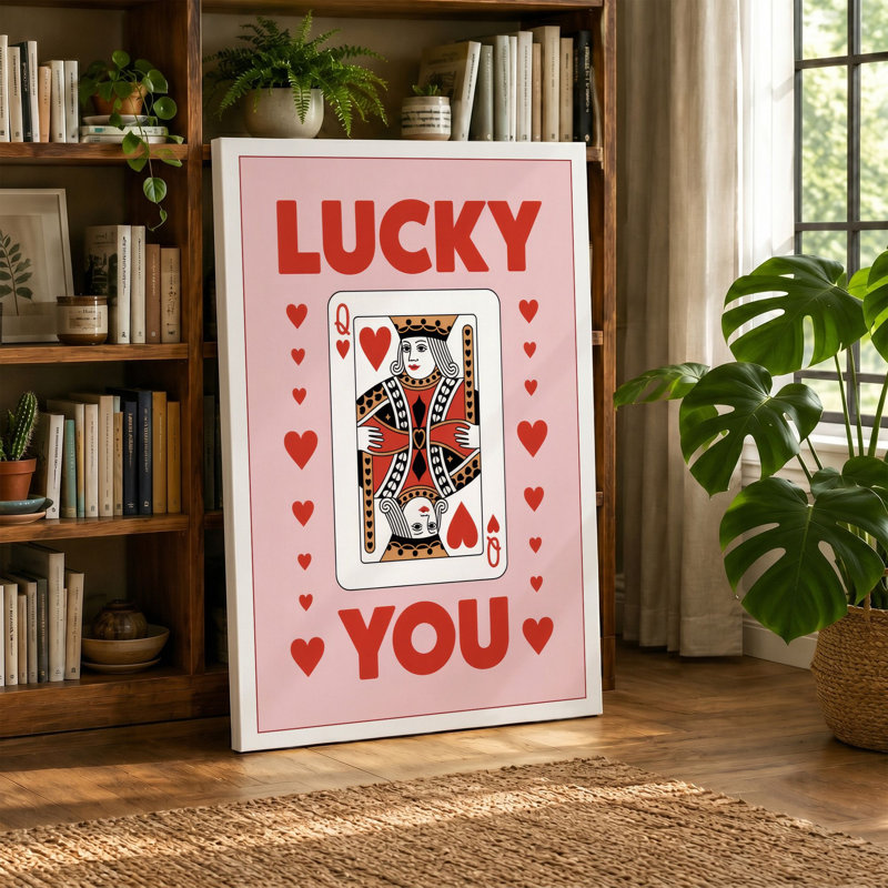 Lucky You Retro - Wrapped Canvas, 36x24 - 91.4 x 61.0 cm, Ochre Border