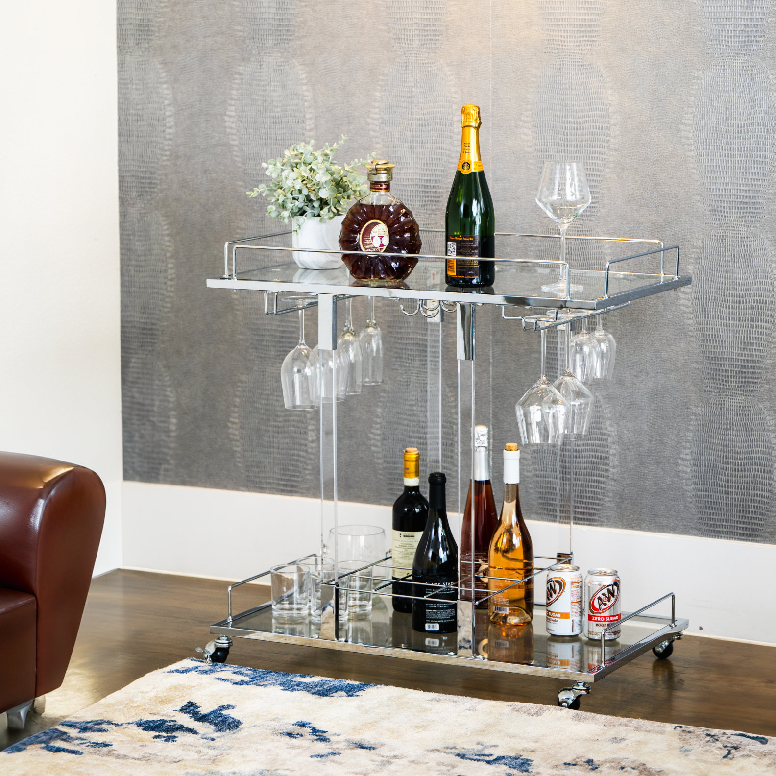 Rebrilliant Kibwe Bar Cart Clear Iron Wine Rack & Reviews - Wayfair Canada