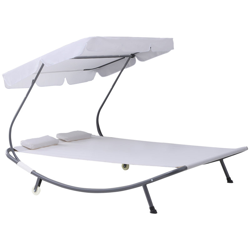 Double Hammock with Stand, Cream White/Silver