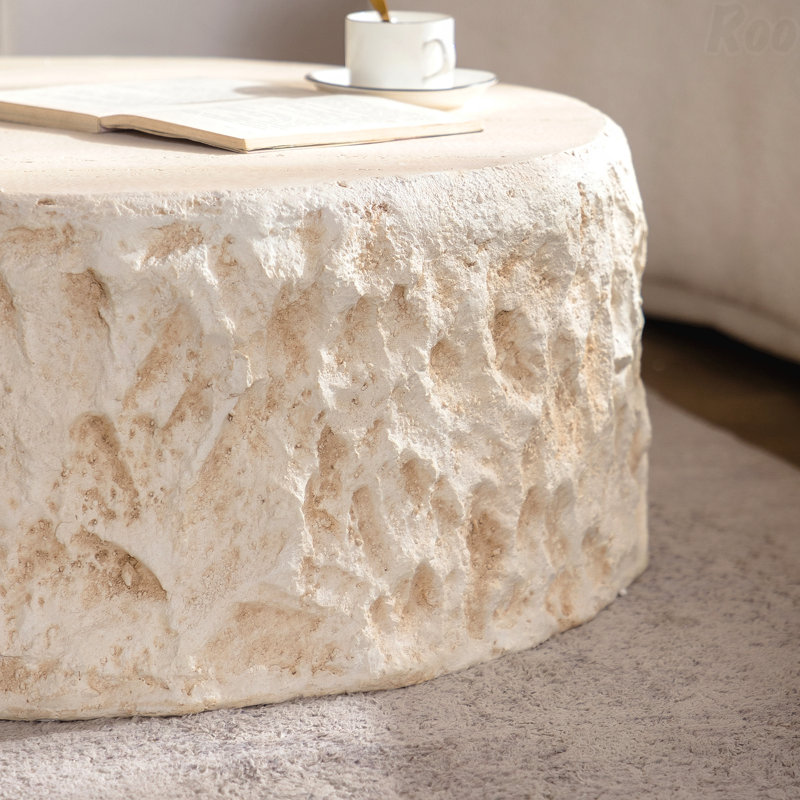 Table basse ronde en pierre Mgo Mid Century