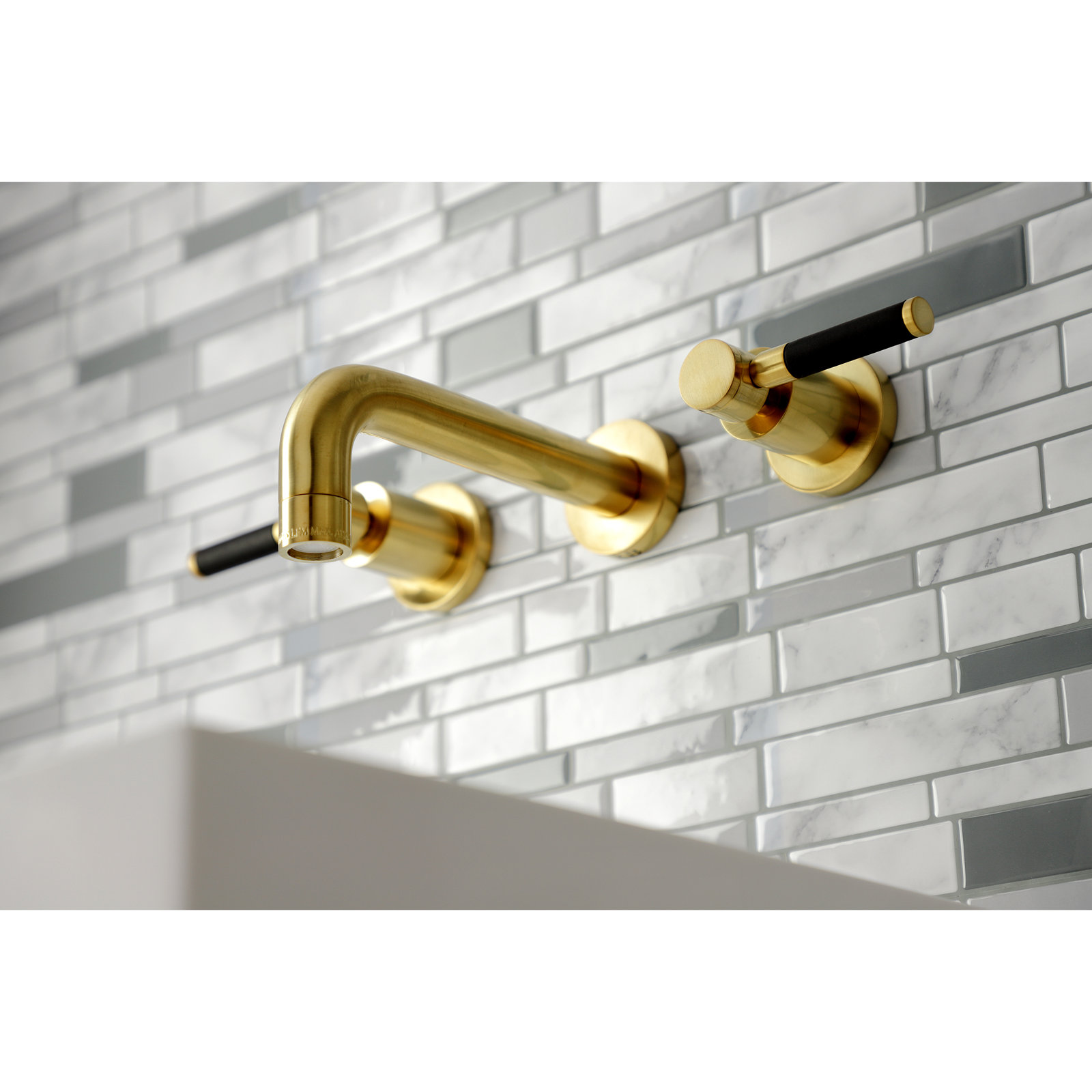 Kaiser Wall-Mounted Bathroom Faucet, Brushed Brass
