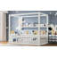 Lit à baldaquin simple avec garde-corps, lit en bois massif avec tablettes, cadre de lit Montessori pour enfants, garçons, filles, sans sommier, blanc-479011953-479011983