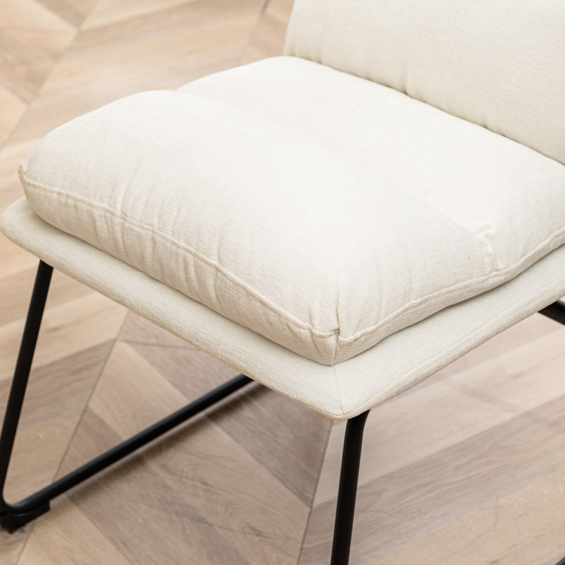 De 2 chaises de salle à manger en blanc vanille - Revêtement en mélange, base luge, revêtement en similicuir facile d'entretien, assise stable et confortable