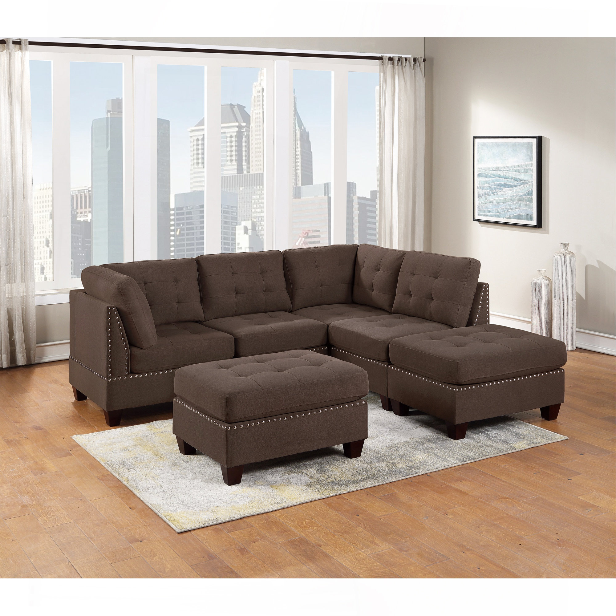 Red Barrel Studio® Modular Sectional 6Pc Set Living Room Furniture L ...