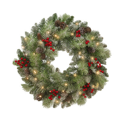 24 inch Artificial Lighted Christmas Wreath