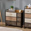 Commode 7 tiroirs en tissu, tour de rangement à 3 niveaux avec structure en acier et plateau en bois d'érable pour le vestibule de la chambre à coucher