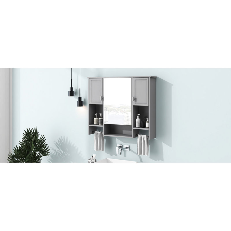 35'' X 28'' Bathroom Storage Cabinet - Mirror Included Construction Grey With Versatile Function Materials