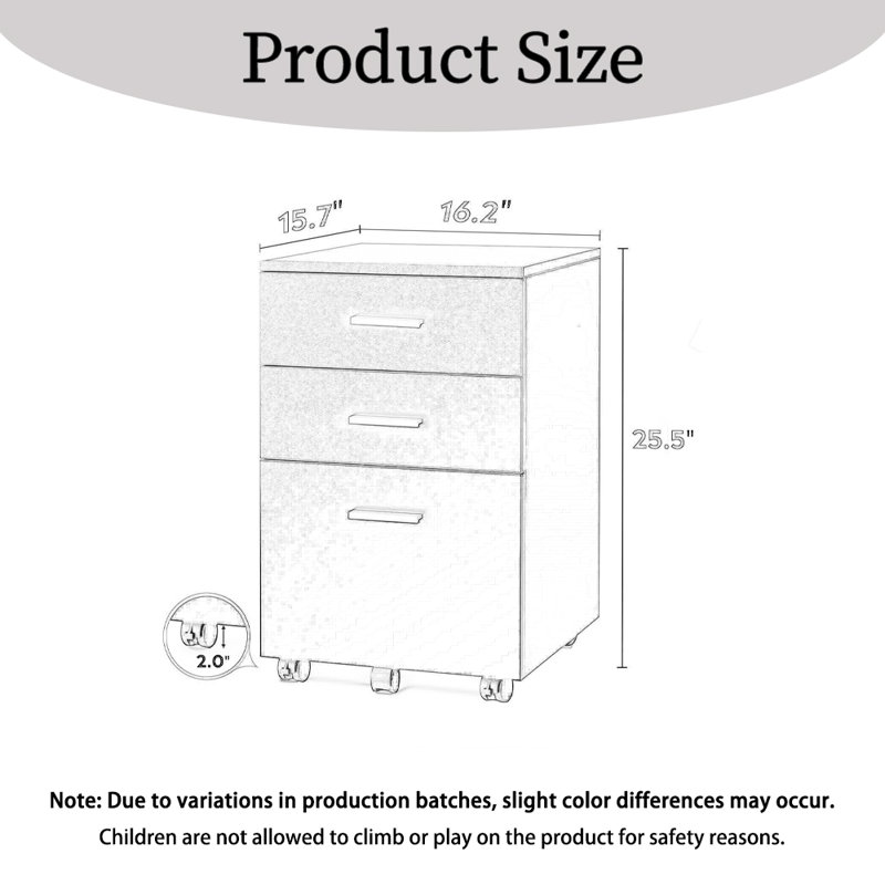 Classeur 3 tiroirs, classeur sous le bureau en bois, support d'imprimante avec roulettes pour bureau personnel, Black