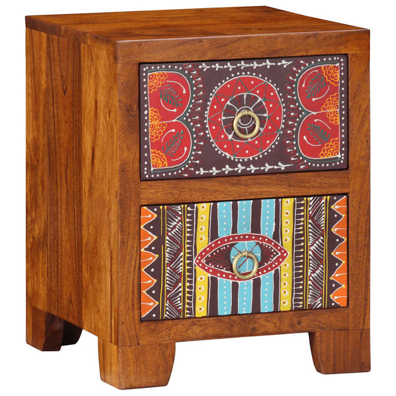 35cm W Solid Wood Bedside Table, 2
