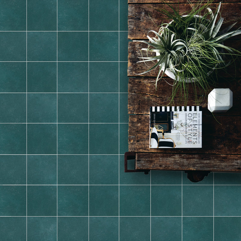 Literary License 6'' W x 6'' L Porcelain Concrete Look Singular Tile, Forest