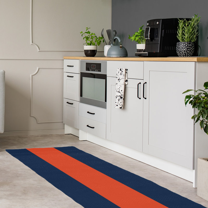 Tapis bleu/orange area, Tapis de couloir 2 pi 6 po x 8 pi