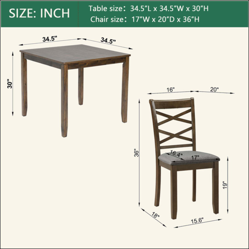Ensemble de table de salle à manger 5 pièces Elegant Elegant