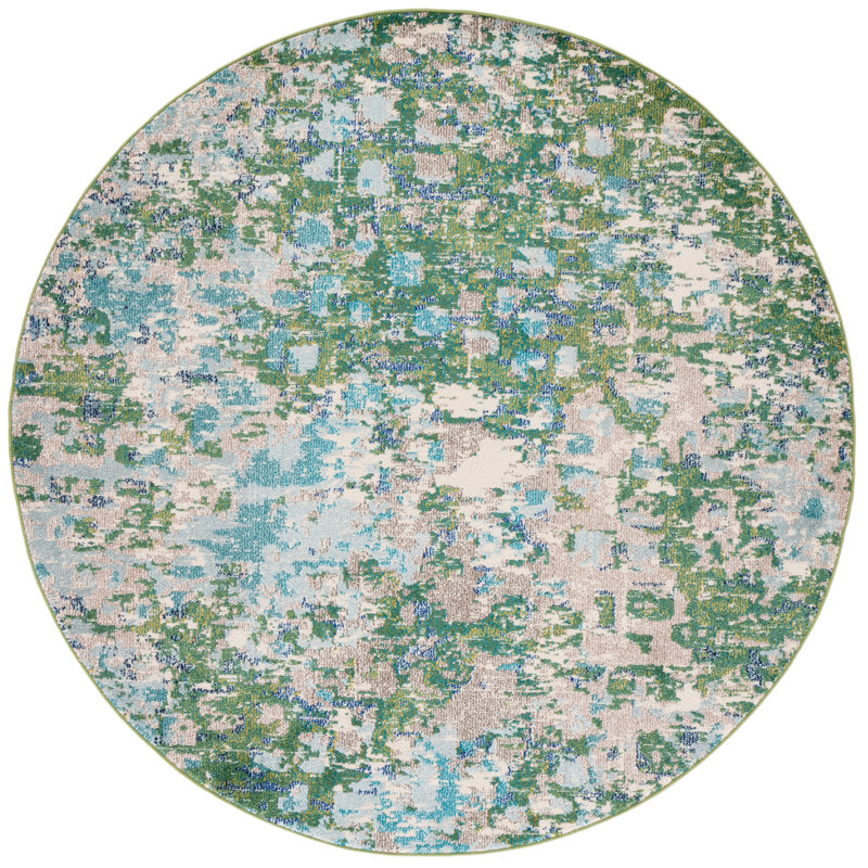 Annalyce Rug In Green & Blue, Round 152cm