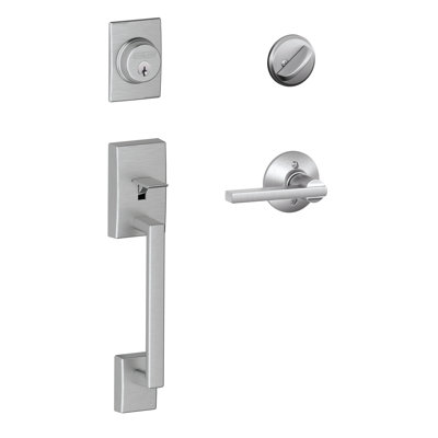 Century Handleset with Single Cylinder Deadbolt and Latitude Door Lever and Rosette