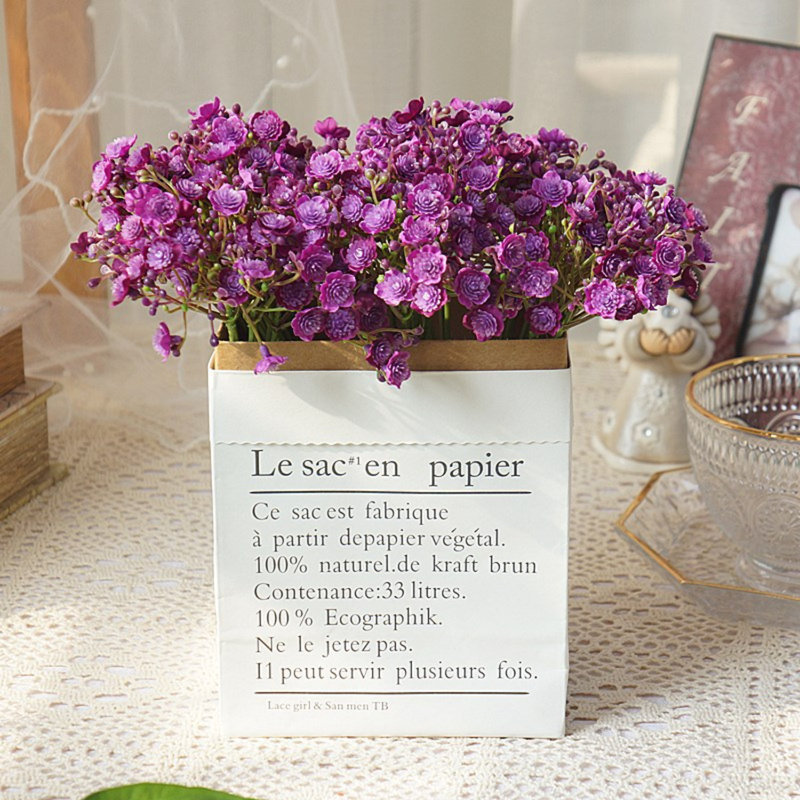 2 bouquets de 42 têtes de fleurs artificielles pour respirer chaque bébé, Mauve
