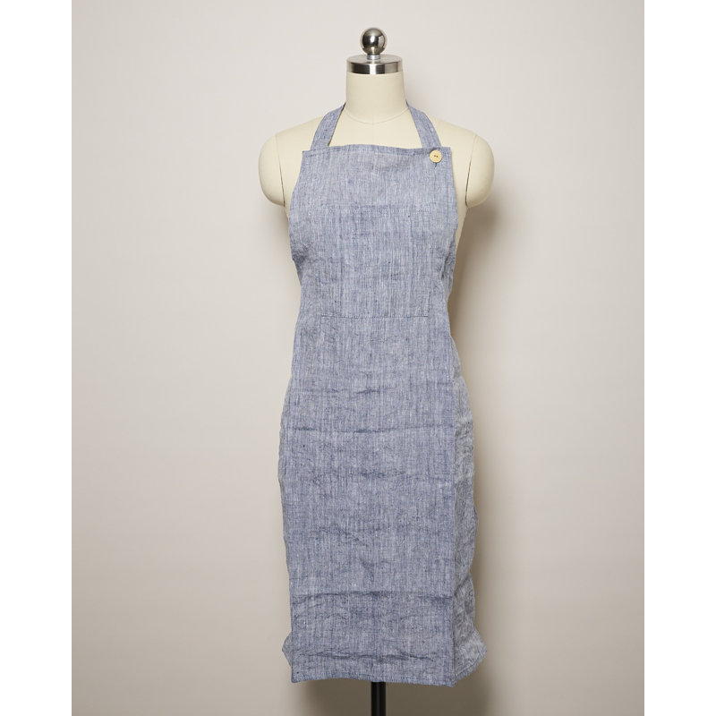 No Holiday Cotton Bib Apron, Indigo