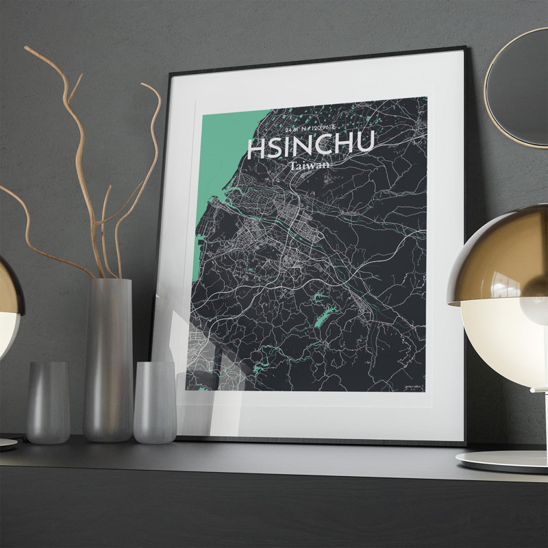 Hsinchu City Map In Dream - No Frame Print, 20cm H x 16cm W x 0.05cm D